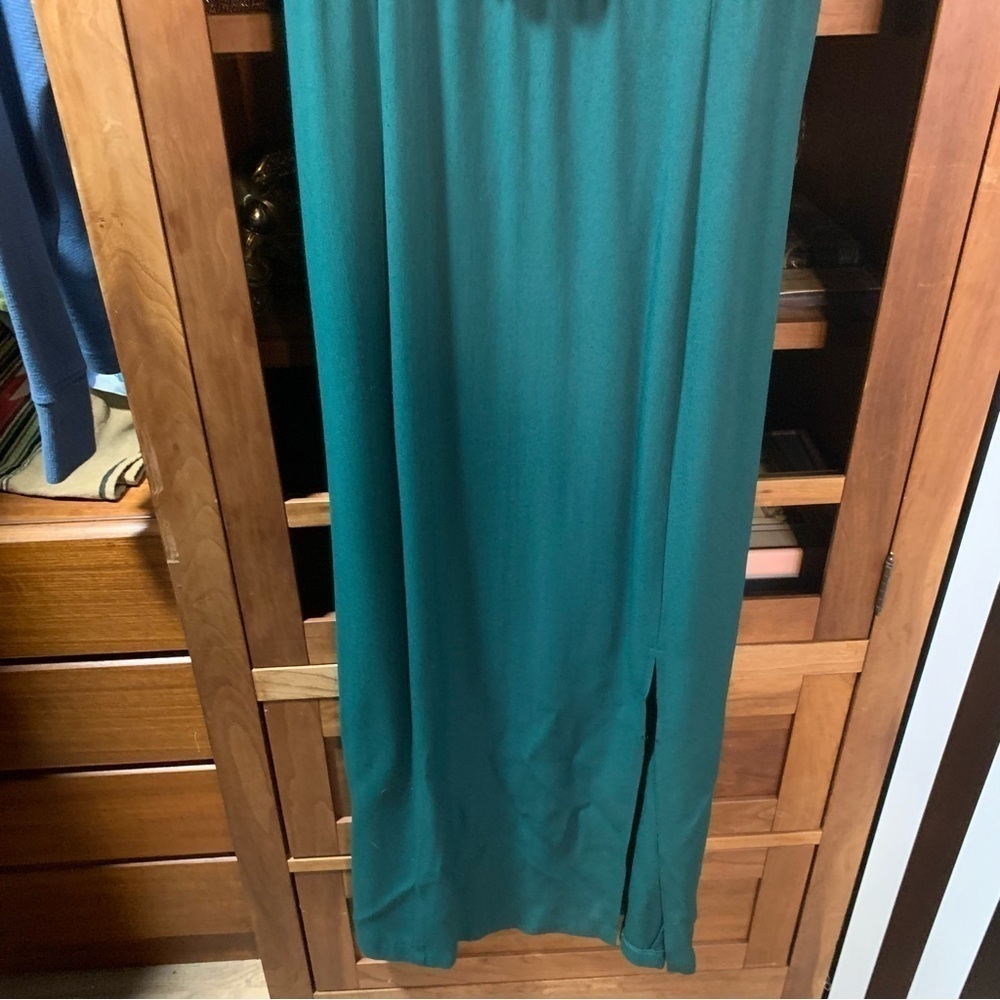 80s 90s Hunter Green Vintage Velvet Top Long Butter Mom Dress Woman’s Med/Large - Picture 9 of 17